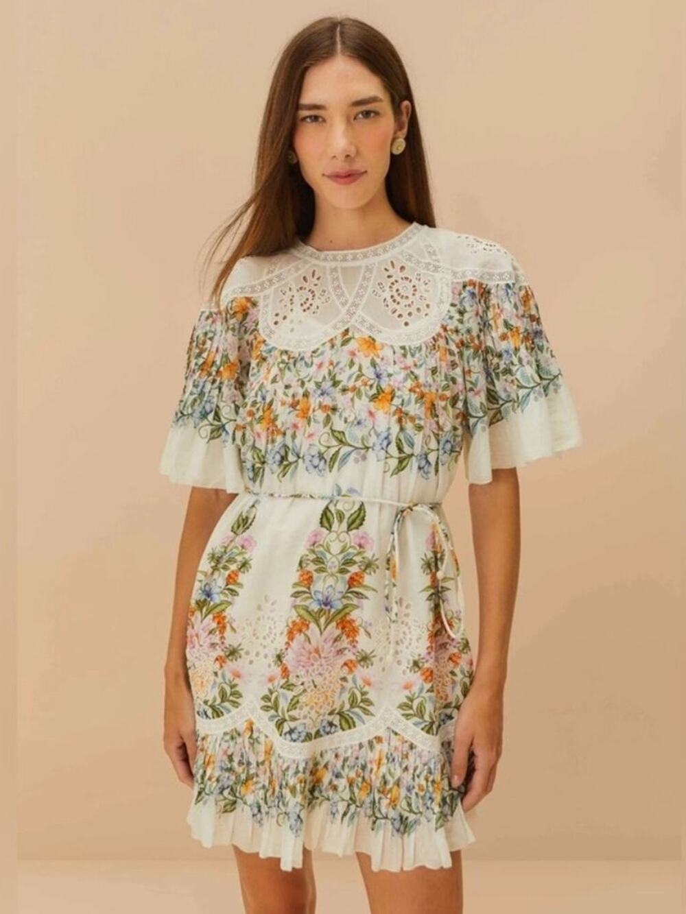 Farm Rio Off-White Sweet Bloom Bouquet Mini Dress L